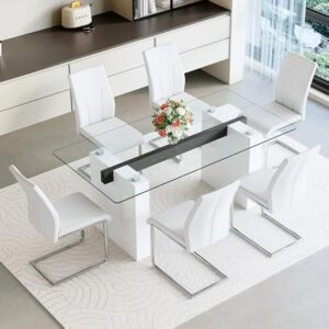 Dining Sets Pakistan, Glass Top Dining Table, Fiber Glass Furniture Faisalabad, Modern Dining Set 6 Seater, Luxury Furniture Pakistan, Shaheen Fiber Glass Dining, Chrome Leg Dining Chairs,