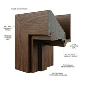 Premium fiber glass door frame chaukhat with realistic wood grain texture by Shaheen Fiber Glass Pakistan