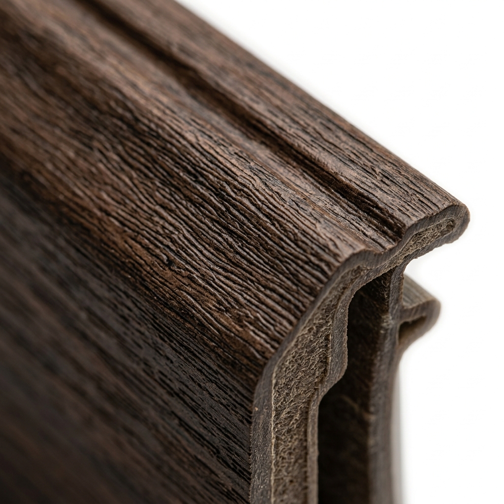 fiberglass-door-frame-wood-grain-texture Detailed texture view of a fiberglass door frame with premium walnut wood finish.