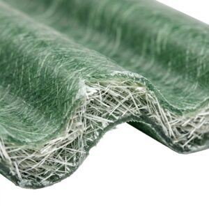 Close-up detail of a 2mm thick fiber glass corrugated sheet showing reinforced fiber strands.