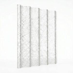 Clear transparent fiberglass corrugated sheet showing high transparency for maximum daylighting.