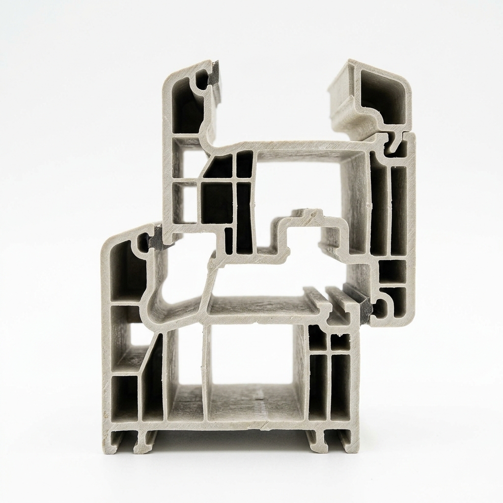 fiber-glass-door-frame-cross-section Cross-section view of a 5-inch fiberglass door frame profile showing wall thickness.
