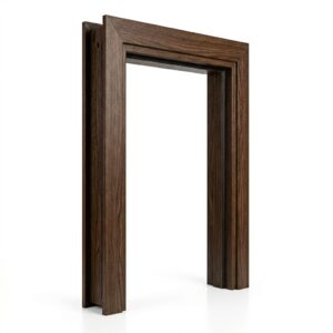 Premium dark walnut wood-grain fiberglass door frame chaukhat by Shaheen Fiber Glass Pakistan