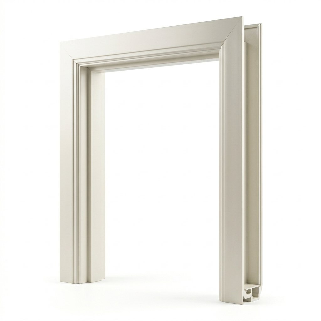 fiber-glass-door-frame-chaukhat-pakistan Premium off-white fiberglass door frame chaukhat on a pure white background by Shaheen Fiber Glass.