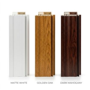 Different color and texture options for Shaheen fiberglass door frames.