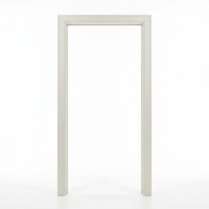 Full-size 7ft fiberglass door frame in off-white finish for residential construction.