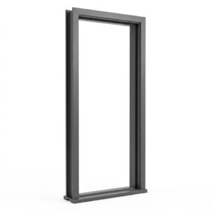 Matte charcoal gray waterproof fiberglass door frame for washrooms and bathrooms.