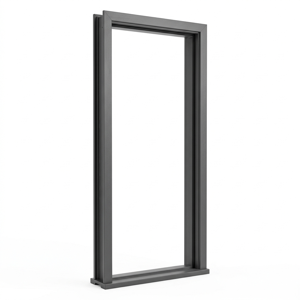 waterproof-washroom-fiber-glass-door-frame Matte charcoal gray waterproof fiberglass door frame for washrooms and bathrooms.